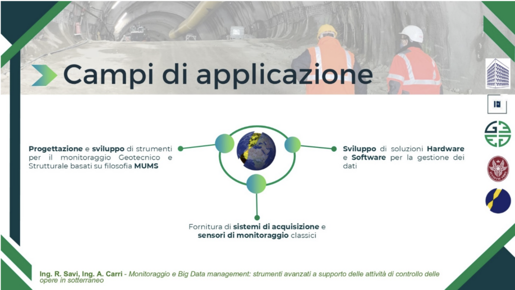 I principali campi di applicazione della società sono: La progettazione e lo sviluppo di strumenti innovativi basati su filosofia MUMS. Lo sviluppo di soluzioni hardware e software per la gestione dei Big Data, che, se correttamente gestiti, consentono di prendere decisioni rapide e consapevoli. Inoltre, grazie a collaborazioni attive con diversi partner commerciali, ASE fornisce sensori di monitoraggio tradizionali e sistemi di acquisizione, offrendo consulenza nella scelta e nell’implementazione di tali soluzioni.